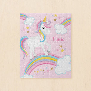 Magische regenboog Unicorn roze, speciaal voor Kin Legpuzzel