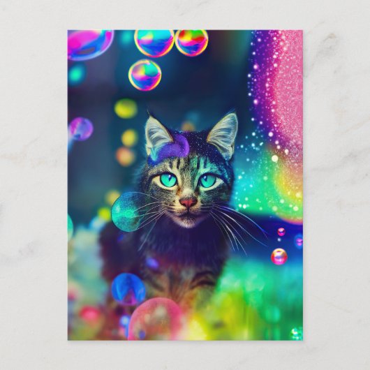 Magische regenboogkat - Briefkaart (Voorkant)