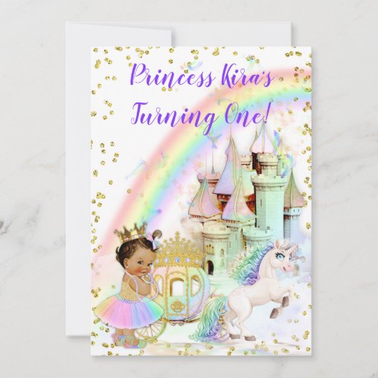 Magische regenboogprinses Castle Carriage Unicorn Kaart (Voorkant)