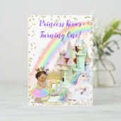 Magische regenboogprinses Castle Carriage Unicorn Kaart (Staand voorkant)
