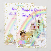 Magische regenboogprinses Castle Carriage Unicorn Kaart (Voorkant / Achterkant)