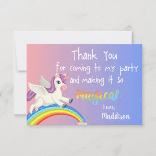 Magische regenboogroze astel Cute Unicorn Birthday Bedankkaart