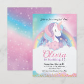 Magische regenboogunicorn Birthday-uitnodiging Kaart (Voorkant / Achterkant)