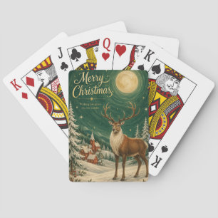 Magische Rendier Wintermaanlicht Pokerkaarten