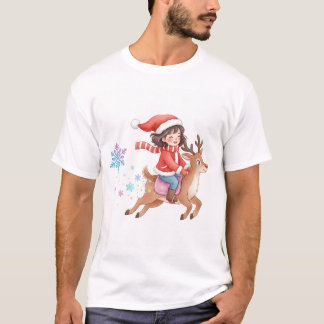 Magische Rendierrit Kerst T-Shirt. T-shirt