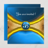 MAGISCHE RINGEN, MONOGRAM perkament edelsteen blau Kaart (Voorkant / Achterkant)