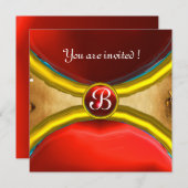 MAGISCHE RINGEN, MONOGRAM perkament edelsteen rood Kaart (Voorkant / Achterkant)