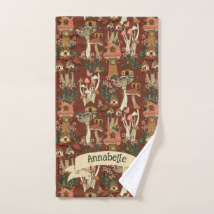 Magische Rode Cottage Core Bloemen Paddestoel Patr Bad Handdoek
