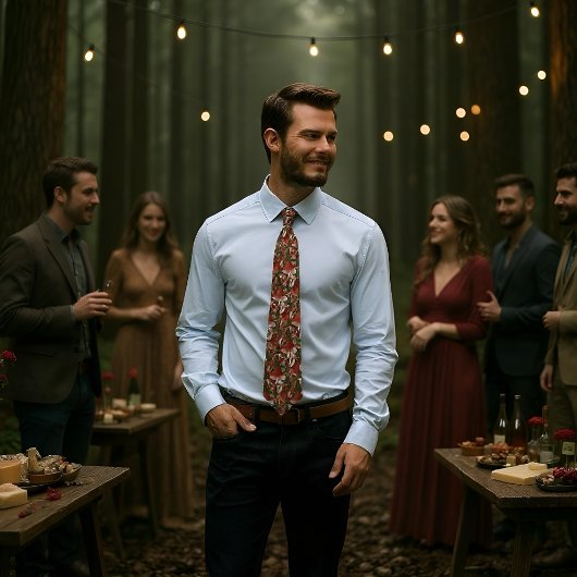 Magische rode en groene paddenstoel stropdas