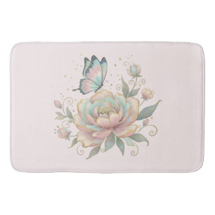Magische Roos en Vlinder Pastelkleuren Badmat