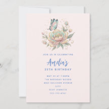 Magische Roos en Vlinder Pastelkleuren Verjaardag