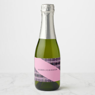Magische roze achtergrond naam Persoonlijk Sparkling Wijnetiket