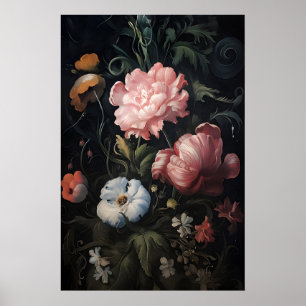 Magische Roze Bloemen In Tuinprint, Botanische Don Poster