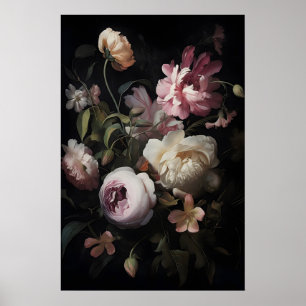 Magische Roze Bloemen In Tuinprint, Botanische Don Poster