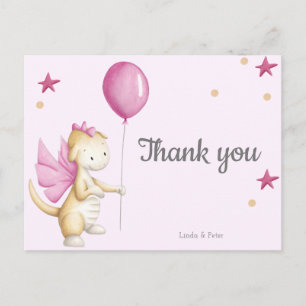 Magische Roze Draak Baby Shower Bedankkaart Briefkaart