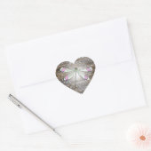 Magische Roze Dragonfly Sparkles Hart Sticker (Envelop)