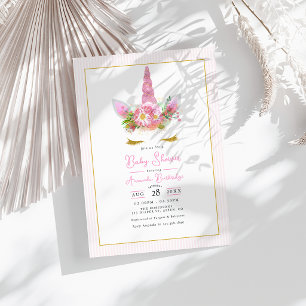Magische Roze Eenhoorn Baby Shower Kaart