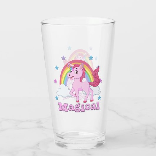 Magische Roze Eenhoorn Regenboog Glas (Achterkant)