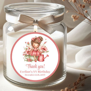 Magische Roze Fee Blush Bloemen Meisje Verjaardag Ronde Sticker