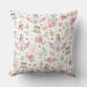 Magische Roze Floral Alice in Wonderland Kussen