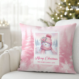 Magische Roze Kerst Winterbos Kinderkamer Kussen