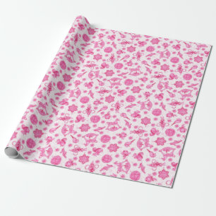 Magische Roze Kitsch Waterverf Ditsy Christmas Cadeaupapier