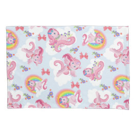 Magische roze Unicorn Girly Rainbow Flower Kussensloop