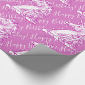 Magische roze Unicorn Patroon Aangepaste Birthday Cadeaupapier (Hoek)