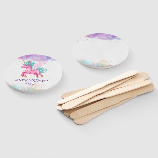 Magische roze Unicorn regenboogdag Handwaaier (Niet-gemonteerd)