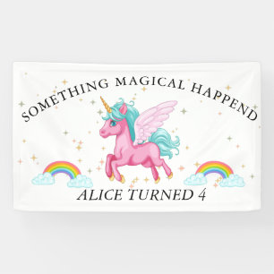 Magische roze Unicorn regenboogdag Spandoek