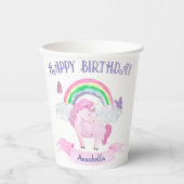 Magische roze unicorn regenboogvlinders Birthday Papieren Bekers (Voorkant)