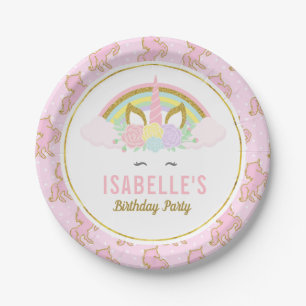 Magische roze Unicorns Birthday Party Borden Papieren Bordje