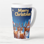 Magische Santa Claus Sleigh Ride met rendieren Latte Mok (Rechterhoek)