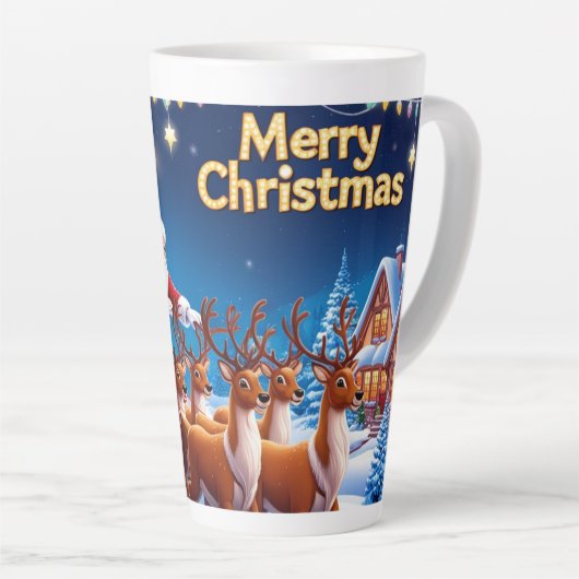 Magische Santa Claus Sleigh Ride met rendieren Latte Mok (Rechterhoek)