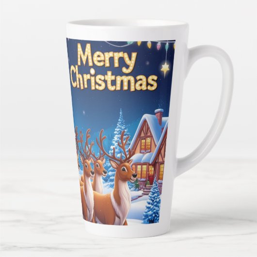 Magische Santa Claus Sleigh Ride met rendieren Latte Mok (Rechts)
