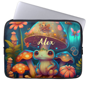 Magische schattige kikkerpaddenstoel laptop sleeve