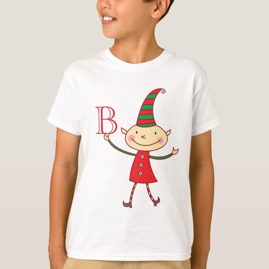 Magische Schattigee Kerst Elf Monogram Kind vakant T-shirt (Voorkant)