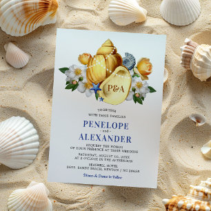 Magische Schelp Bloemrijke Strand Bruiloft Kaart