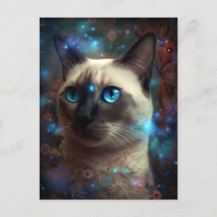 Magische Siamese kat Whimsical Fantasy Art Briefkaart