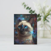 Magische Siamese kat Whimsical Fantasy Art Briefkaart (Staand voorkant)