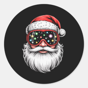 Magische Sneeuwboarden Ski Bril Kerstman Kerstmis Ronde Sticker