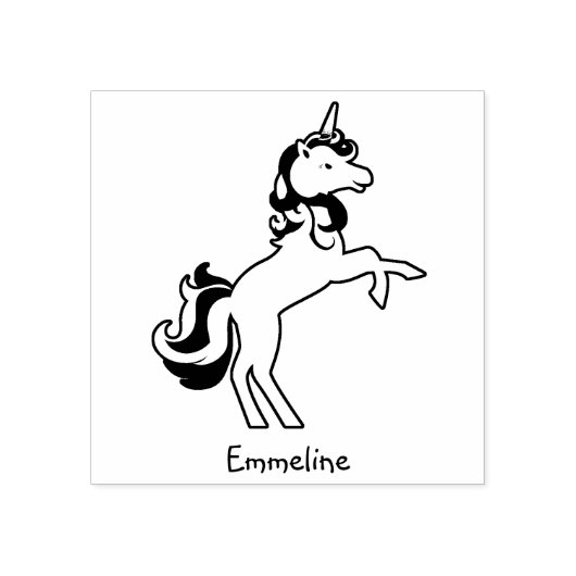 Magische Speelse Eenhoorn Paard Personaliseer Naam Rubberstempel (Afrduk)