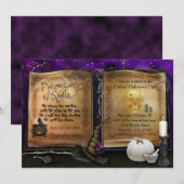 MAGISCHE SPELL BOEK Halloween Witch Party Uitnodig Kaart (Voorkant / Achterkant)