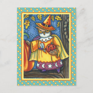 MAGISCHE SPELLEN EN HALLOEEN HOOTS, OWL WIZARD FEESTDAGENKAART