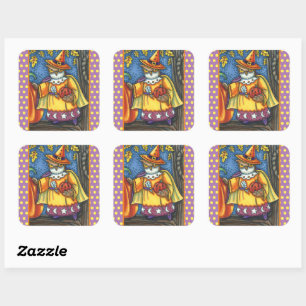 MAGISCHE SPELLEN EN HALLOEEN HOOTS, OWL WIZARD VIERKANTE STICKER