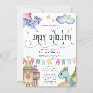 Magische Sprookje Dragon Baby shower Kaart