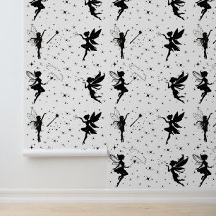 Magische sprookjes met sprankelende zwart-wit behang