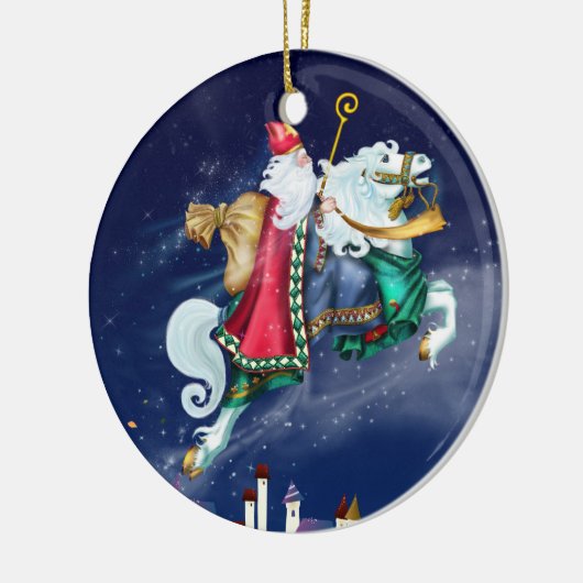 Magische St. Nicholas - Santa - SRF Keramisch Ornament (Links)