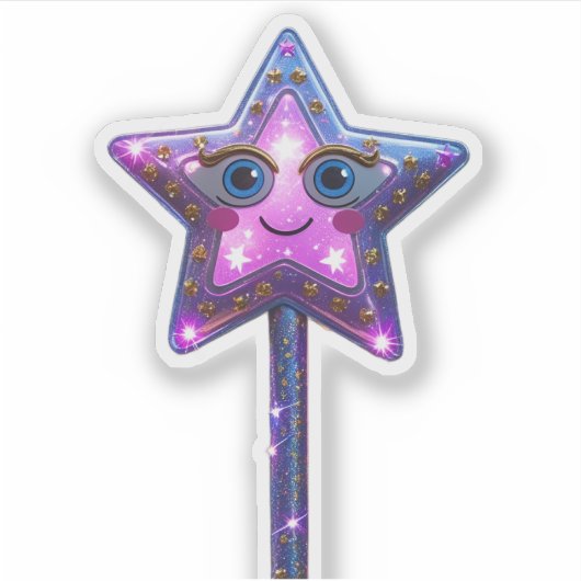 Magische Star Wand Sticker met Schattigee knipogen (Voorkant)