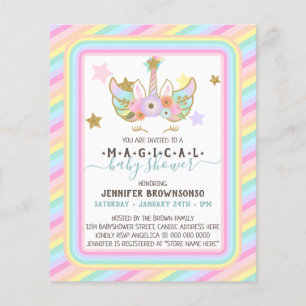 Magische sterren Rainbow Baby shower Unicorn Invit Flyer
